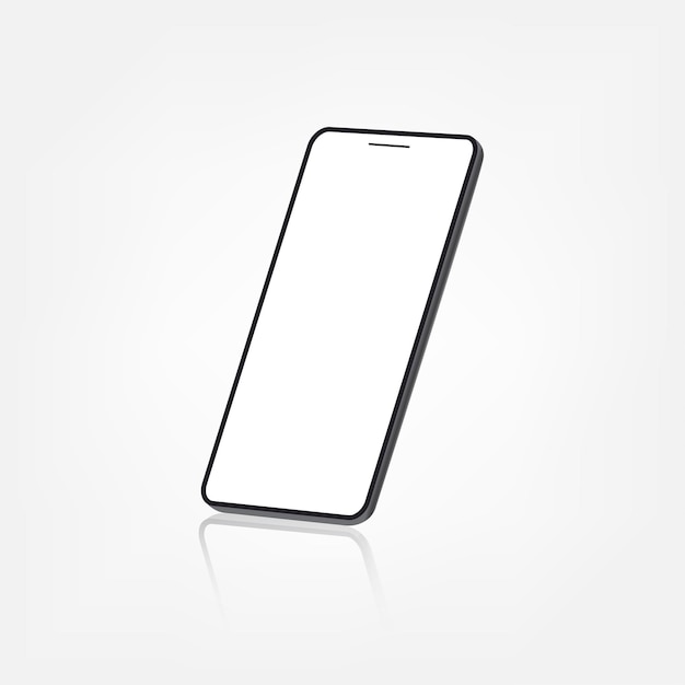 Smartphone frameloze leeg scherm perspectief weergave staande geïsoleerd op een witte achtergrond
