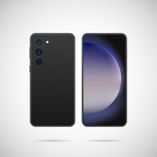 Vector smartphone. front and back view illustration.