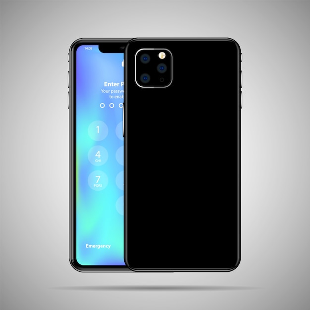 Smartphone. Front and back view  illustration.