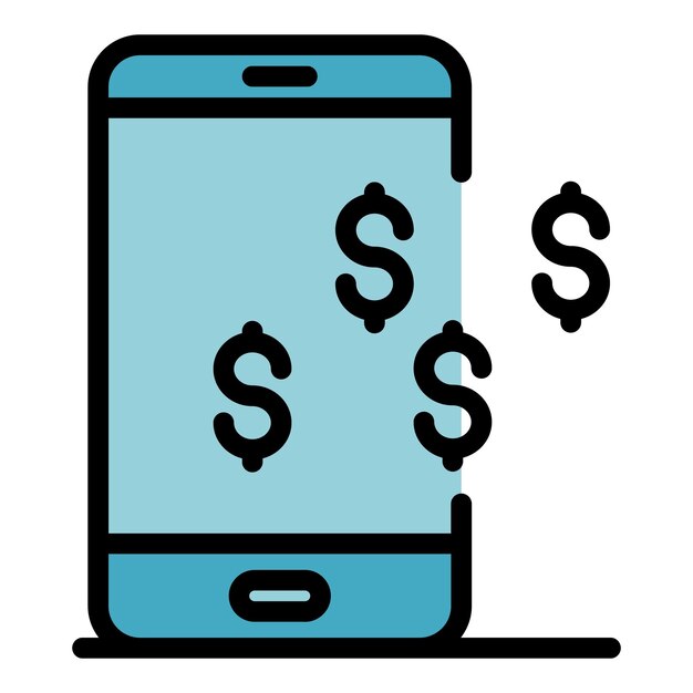 Smartphone geld voordeel icoon Outline smartphone geld voordeel vector icoon kleur vlak geïsoleerd