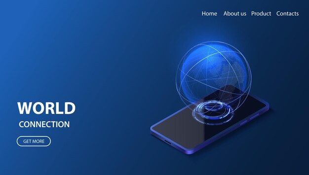 スマートフォングローバルネットワーク等角図技術デジタル3Dグローブ接続データサービス