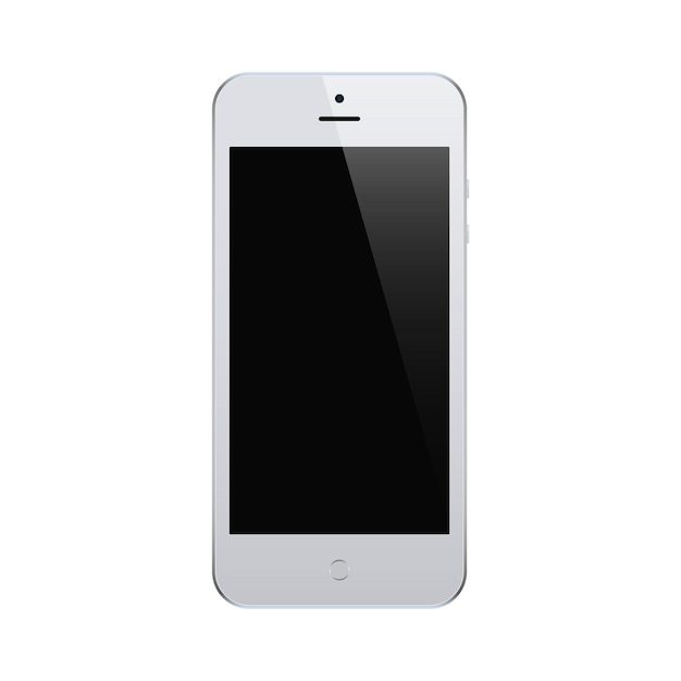 Vector smartphone grey color with blank touch screen isolated on white background. mockup of realistic and detailed mobile phone