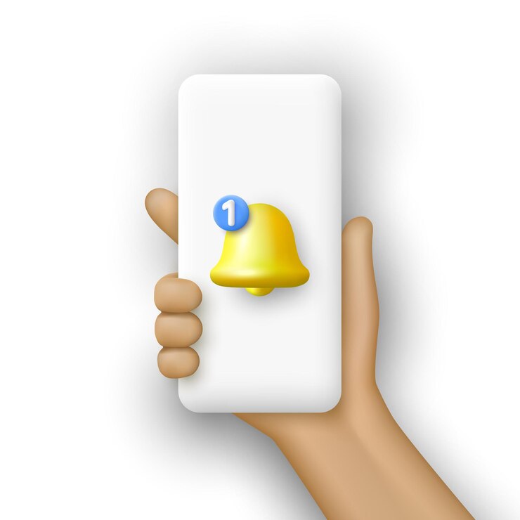 Vector smartphone in hand with notification bell vector illustration