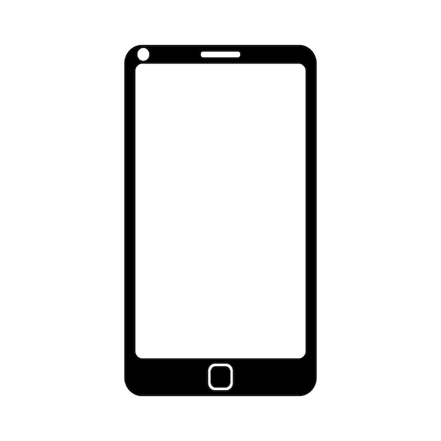 Icona dello smartphone, simbolo dell'icona del telefono con illustrazione del disegno vettoriale a schermo largo