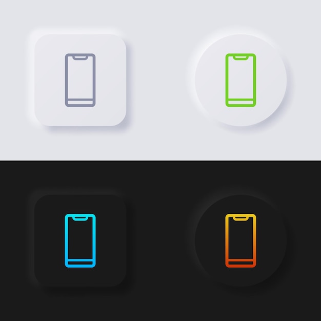 スマート フォンのアイコン セット多色ニューモーフィズム ボタン ソフト ui デザイン web デザイン アプリケーション ui など ボタン ベクトル