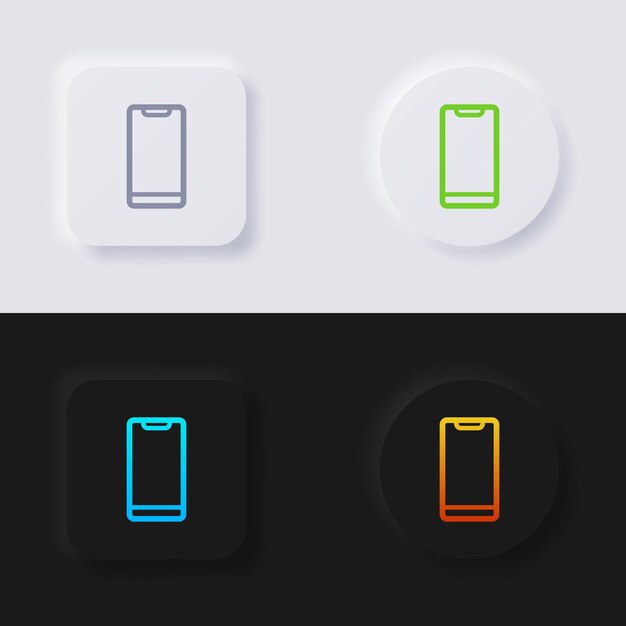 smartphone icon set multicolor neumorphism button soft ui design for web design application ui and more button vector