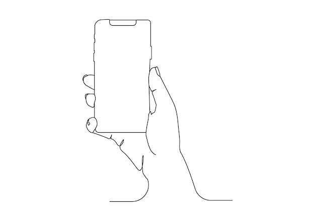 Smartphone in de hand Continuous one line drawing Vector illustration minimalism design smart mo.