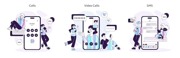 Smartphone interaction trio seamless connectivity across voice calls video chats and text messages