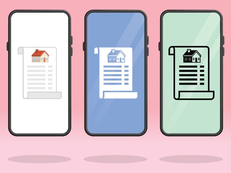 Vector smartphone invoice house property assets tax