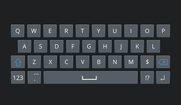 Клавиатура смартфона, векторный макет клавиатуры мобильного телефона. Клавиатура для векторной иллюстрации мобильного устройства.