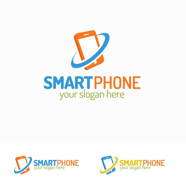 Smartphone logo set met silhouet telefoon met cirkel kan worden gebruikt voor mobiele winkel, mobiele winkel, service en reparatie.