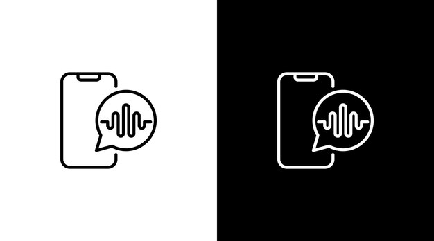 Smartphone logo sound bubble chat wave voice audio technology outline icon design