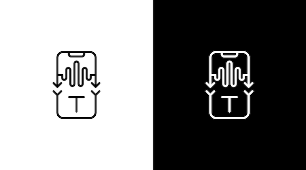 Логотип смартфона голосовой конвертер текст аудио звуковая волна технология наброски дизайн иконок