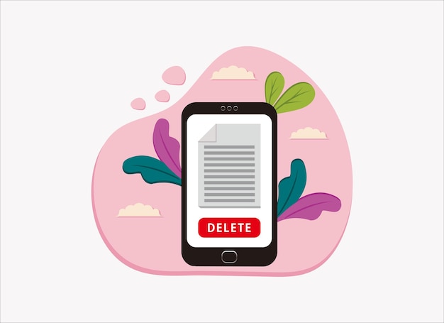 Smartphone met Delete Files Flat Design-illustratie