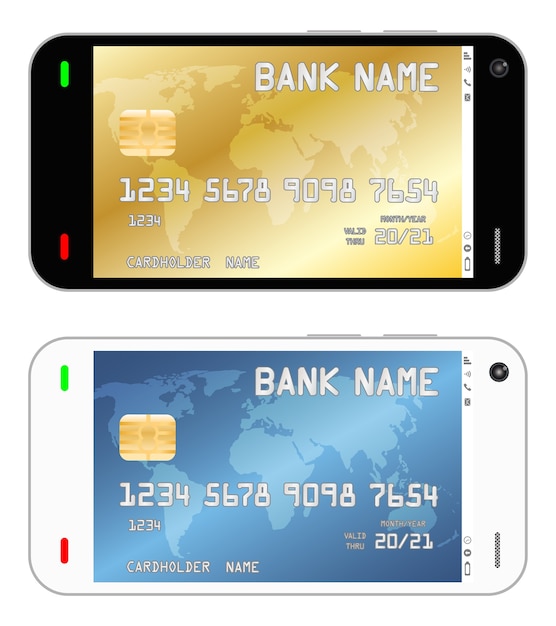 smartphone met een creditcard in een interface