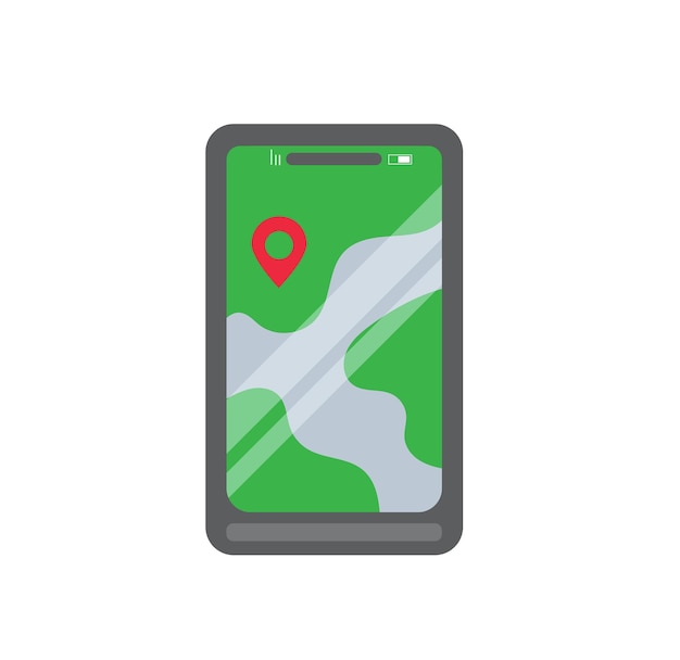 Smartphone met gps-kaart vectorillustratie