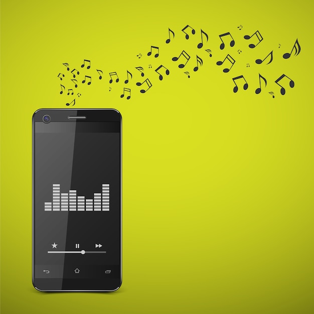 Vector smartphone met muziek notes.vector