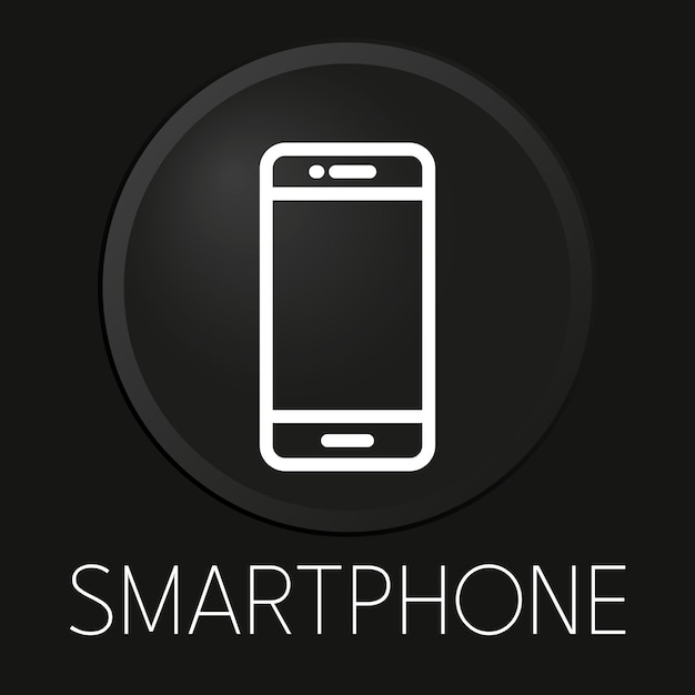 Smartphone minimal vector line icon on 3D button isolated on black background Premium VectorxA