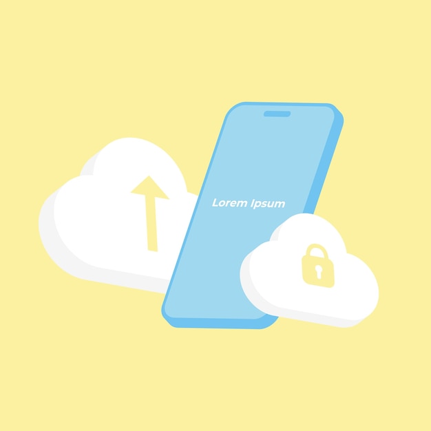 Smartphone Mobile Cloud storage Vector 3D