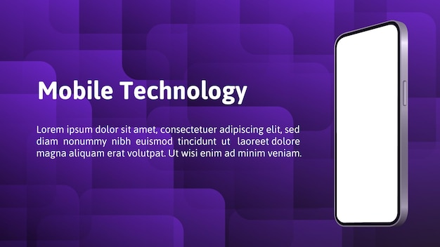 深い紫と黒の現代的な抽象的な背景のスマートフォンのモックアップ 透明なスクリーンモックアップ