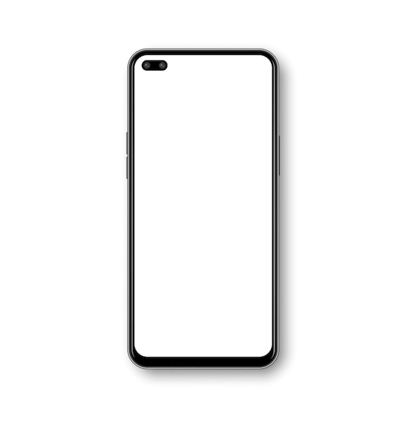 Набор макетов смартфонов 3d модели мобильных телефонов вид спереди телефоны с белым экраном и тенью на прозрачном фоне