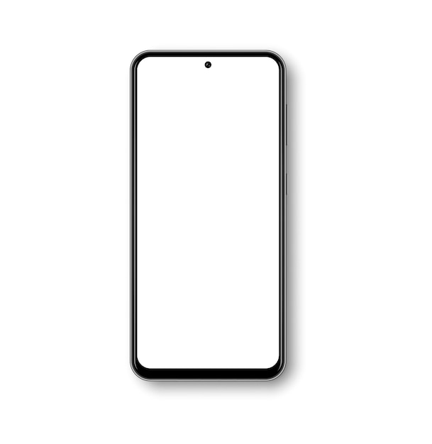 Set di mockup per smartphone modelli 3d di telefoni cellulari vista frontale telefoni con schermo bianco e ombre su sfondo trasparente