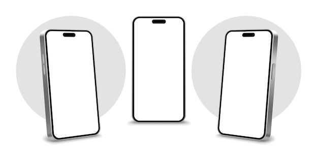 スマートフォンのモックアップセット d 電話の白い背景のベクトルイラスト