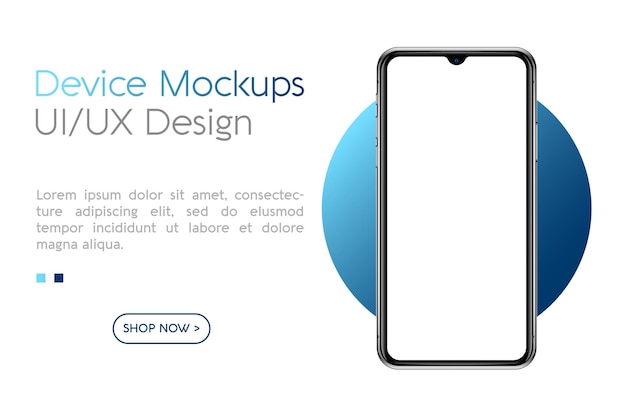 Smartphone mockup with blank screen frame less smartphone ui ux design