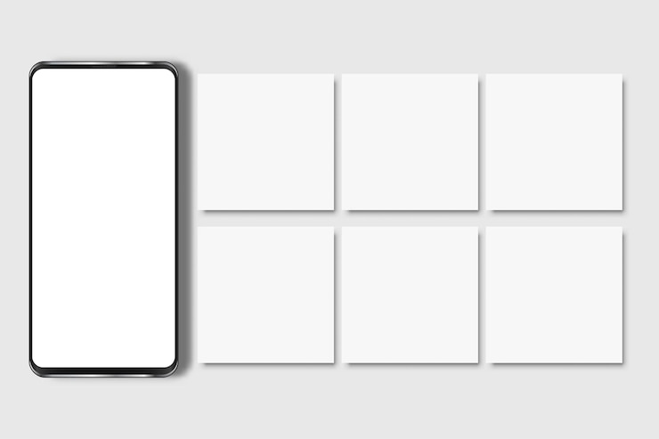 Vector smartphone mockup with social media post interface mockup mobile app page template design for user carousel post feed vector illustration design user interface empty template on social network