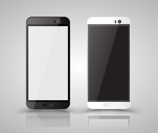 Smartphone-mockup zwart en wit. Vector illustratie.