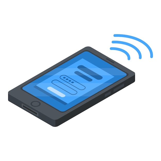 Vector smartphone nfc-betalingspictogram isometrisch van smartphone nfc-betalingsvectorpictogram voor webontwerp dat op witte achtergrond wordt geïsoleerd