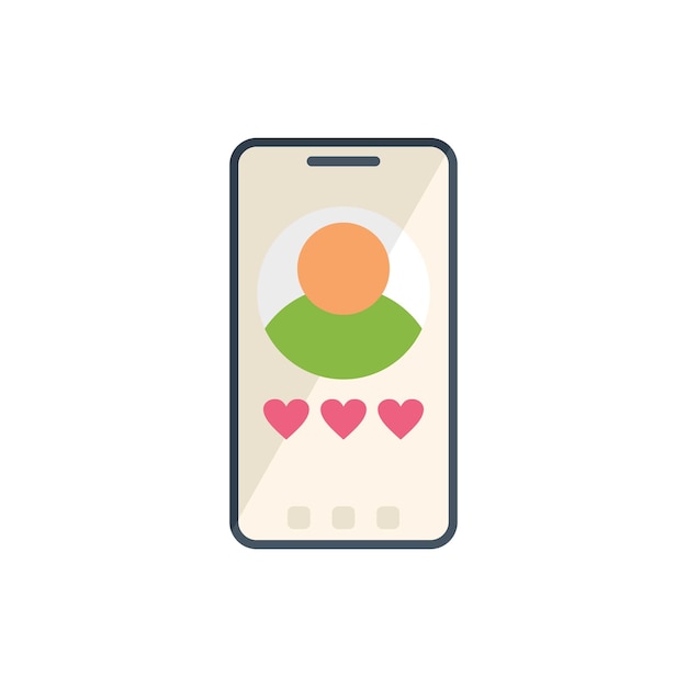 Smartphone online dating icon flat vector Internet profile Social girl isolated