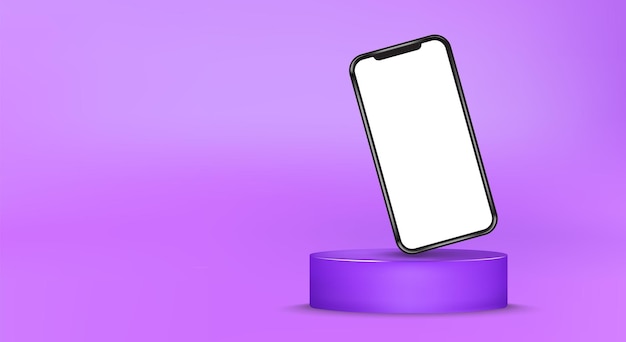 Smartphone Op Een Podium Lege Display Mockup Geïsoleerde Studio Illustratie