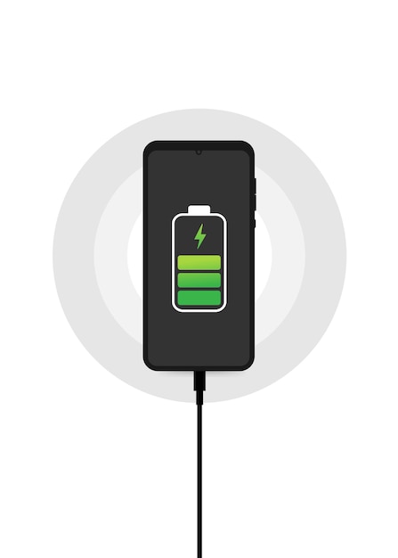 Smartphone opladen met indicator voor volle batterij