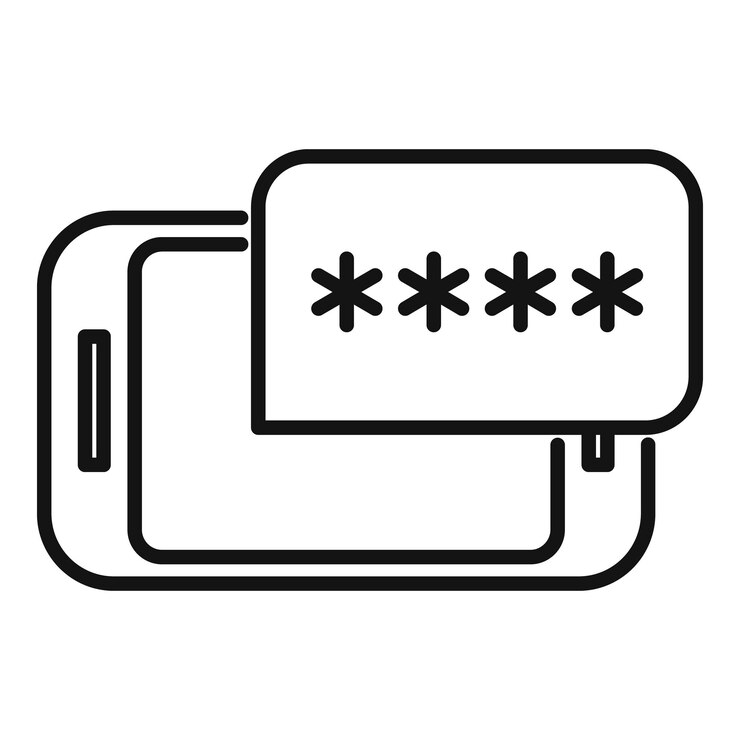 Vector smartphone password icon outline vector data privacy protect shield