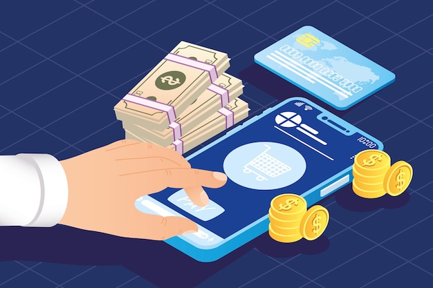 smartphone and payment online icons