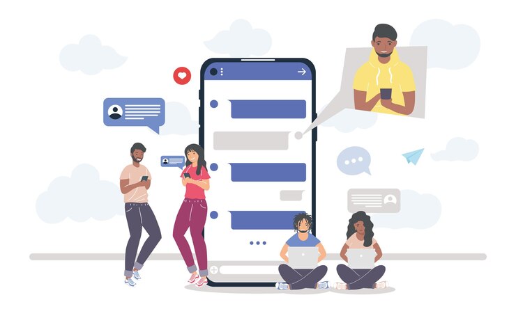 Vector smartphone people messaging