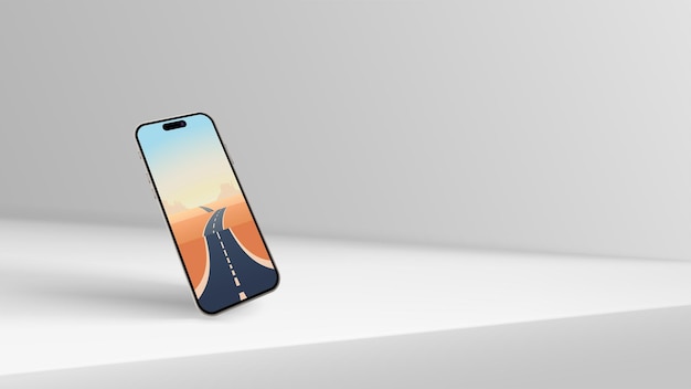 smartphone in perspective view on white back