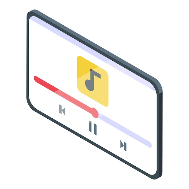 Smartphone playing music with progress bar and note icon
