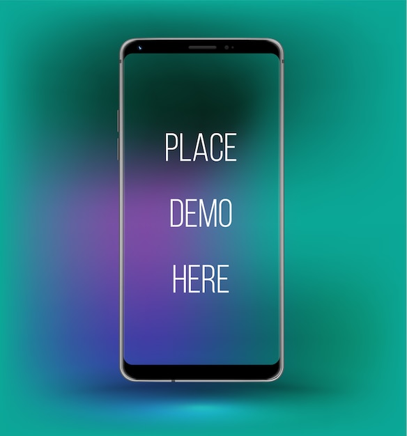 Vector smartphone railistic mockup transparant scherm, eenvoudig demo op het scherm plaatsen