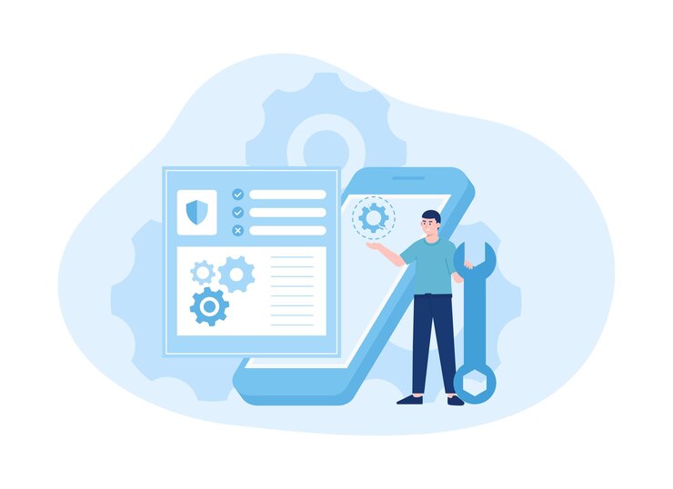 Vector smartphone repair trending concept flat illustration