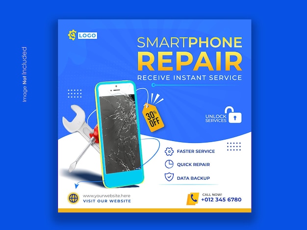 Smartphone repairing social media design