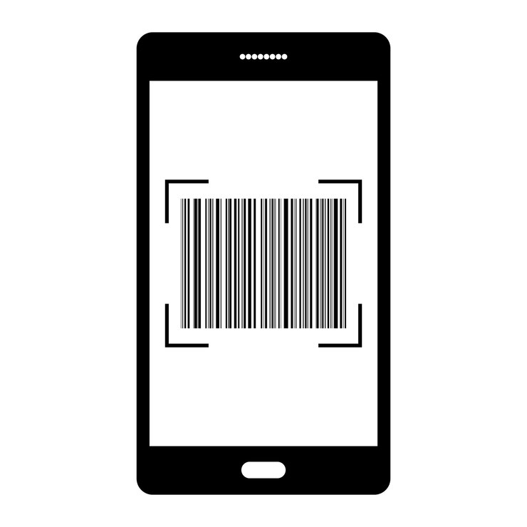 Vector smartphone to scan barcode icon for pattern and design