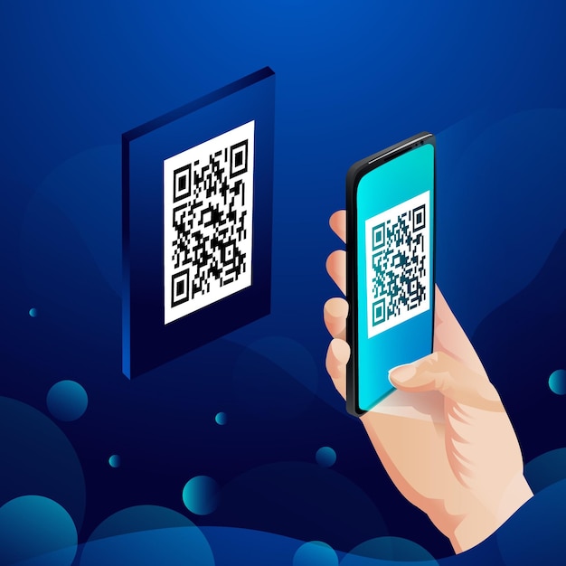 Smartphone scannen qr-code concept