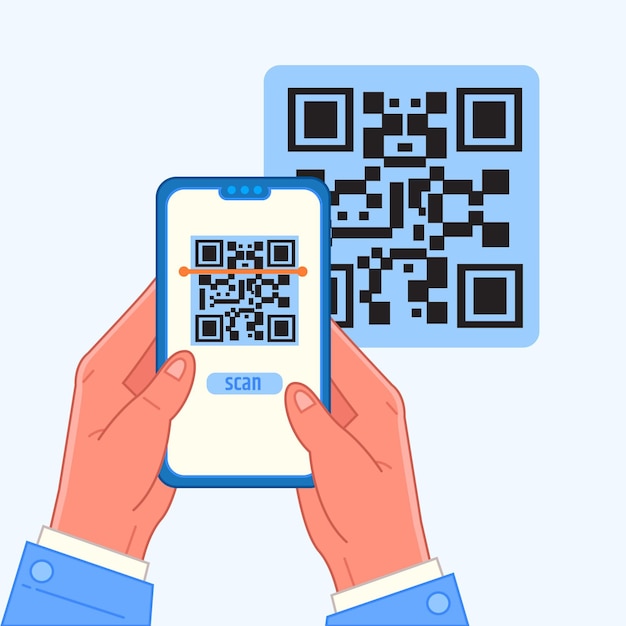 Smartphone scannen qr-code concept