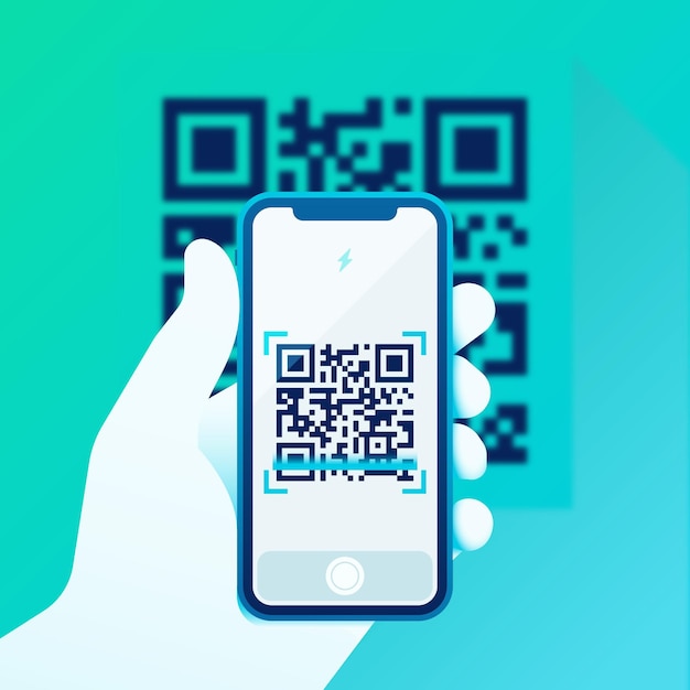 Смартфон сканирования qr-код иллюстрации