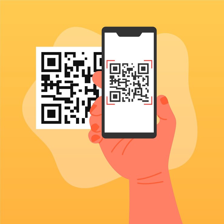 Vector smartphone scanning qr code