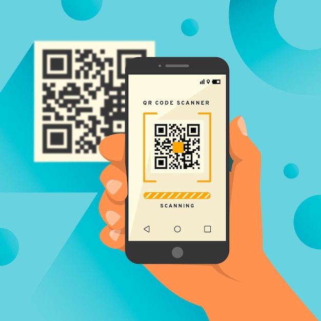 Vector smartphone scanning qr code