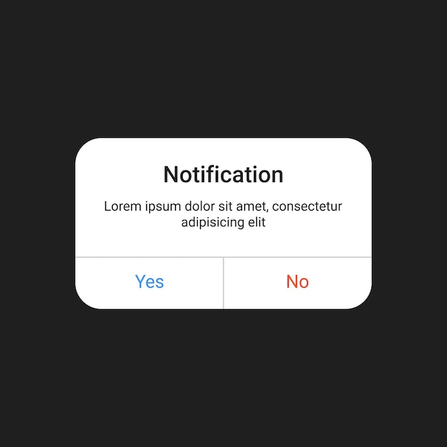 Smartphone screen notification interface mockup template design with transparent background