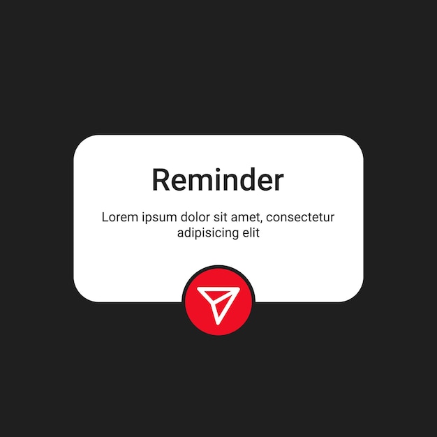 Smartphone screen reminder notification interface mockup template design with transparent background